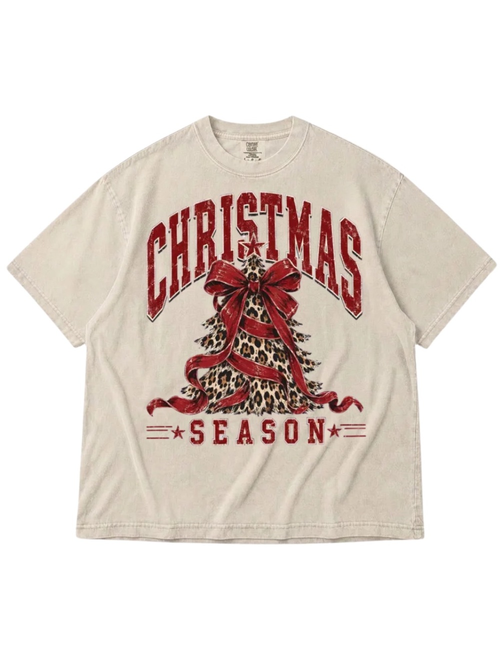 Christmas Season Graphic Tee - Red & Ivory